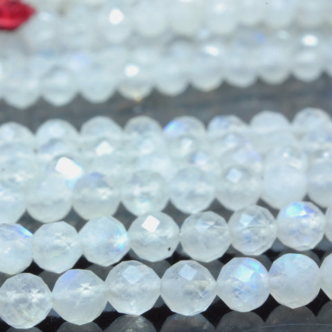 YesBeads Natural Rainbow Moonstone faceted round beads gemstone 2mm3mm4mm 15"