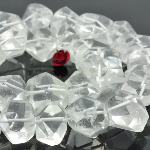 YesBeads Natural Clear Rock Crystal Quartz faceted nugget chunks beads gemstone wholesale jewelry