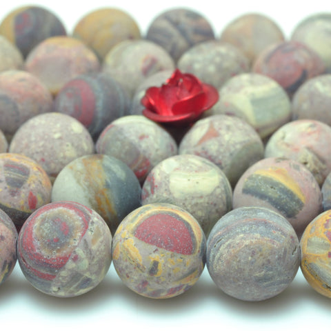 YesBeads Natural Aust Chert Breccia Jasper matte round beads gemstone wholesale jewelry making 15"