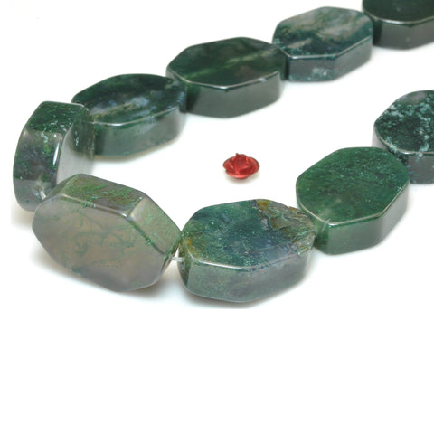 YesBeads Natural Green Moss Agate smooth nugget beads gemstone wholesale jewelry 15"