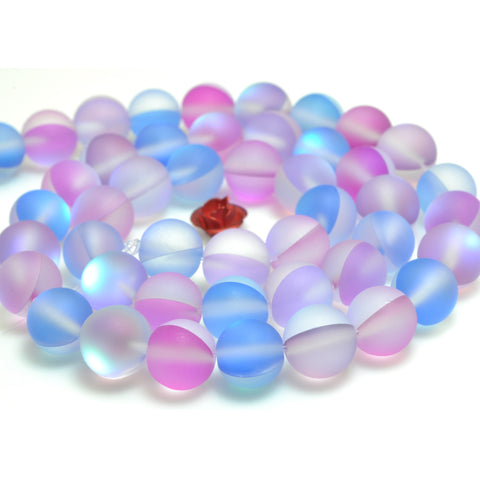 YesBeads Mystic Aura Quartz Crystal mix rainbow stone matte round loose beads wholesale jewelry 15"