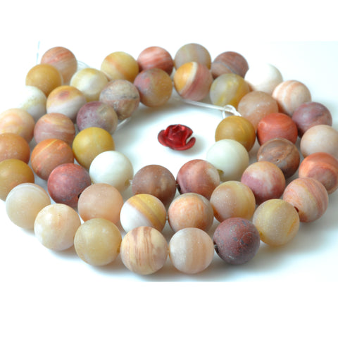 YesBeads Natural Rainbow Jasper matte round loose beads wholesale gemstone jewelry making 15"