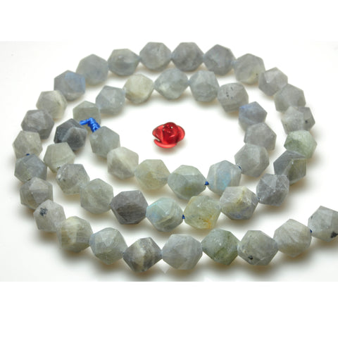 YesBeads Natural Labradorite star cut faceted matte nugget beads gemstone wholesale jewelry making 15"