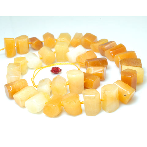 YesBeads Natural Yellow Jade faceted tube cylinder beads wholesale gemstone jewelry 15"