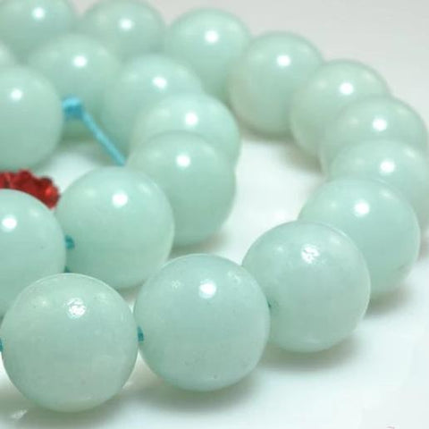 YesBeads Natural Amazonite gemstone smooth round loose beads gemstone wholesale jewelry making bracelet design 15"