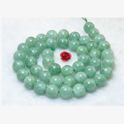 YesBeads Malaysia Jade Burma green gemstone smooth round beads 6mm-10mm 15"