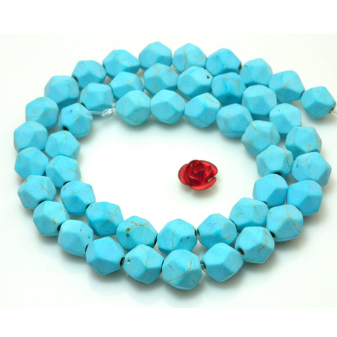 Blue Turquoise star cut faceted matte nugget beads gemstone wholesale jewelry making bracelect necklace diy