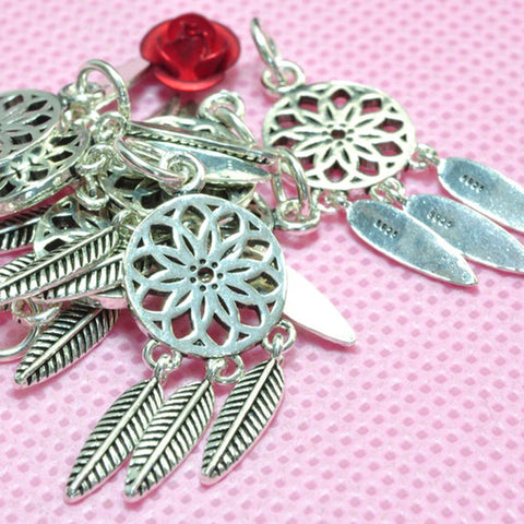 925 Sterling Silver dream catcher charms Thai silver pendant charm for earring necklace jewelry making 11x18mm
