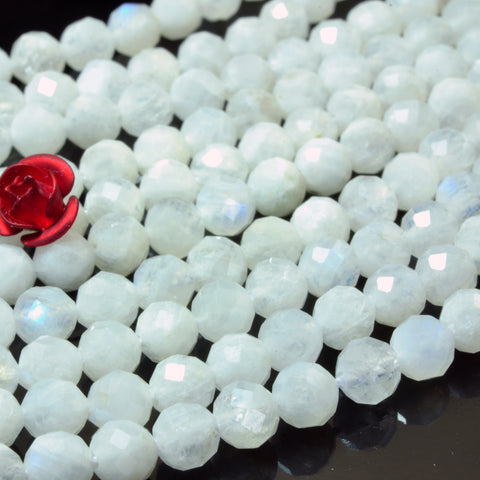 YesBeads Natural Rainbow Moonstone faceted round beads white gemstone wholesale jewelry making 15"