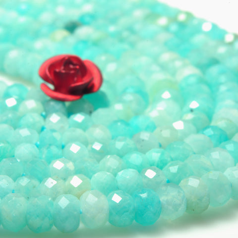 Natural Amazonite faceted rondelle loose beads gemstone wholesale 3x4mm