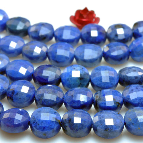 YesBeads Natural Dumortierite A grade micro faceted coin loose beads wholesale gemstone jewelry making 6mm 15"