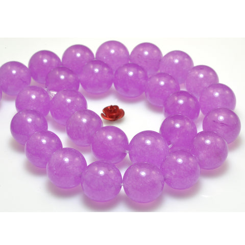 YesBeads Purple Jade smooth round loose beads wholesale gemstone jewelry making 15"