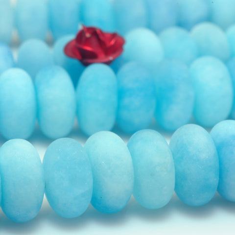 YesBeads Malaysia Jade matte rondelle beads blue jade gemstone wholesale 15"