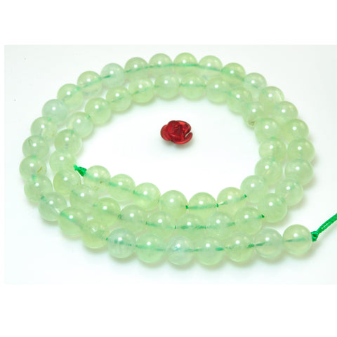 Natural Green Prehnite smooth round beads gemstone wholesale jewelry making 6mm