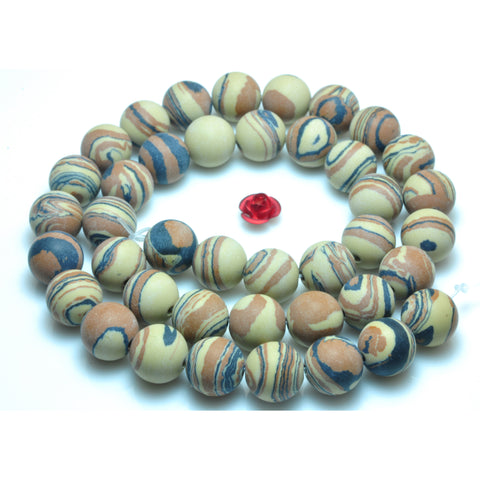 YesBeads Tiger skin jasper matte round beads stone wholesale jewelry 15"