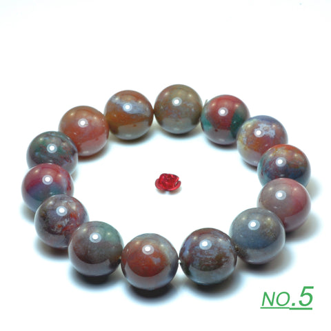 YesBeads Indian Agate Bracelet natural gemstone smooth round beads stretch bracelet for men or women jewelry