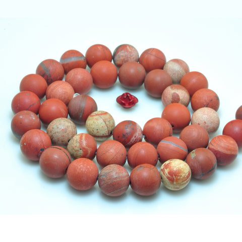 YesBeads Natural Red Jasper matte round beads gemstone 8mm 10mm 15"
