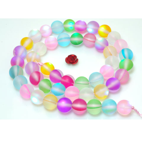 YesBeads Mystic Aura Quartz Crystal matte round loose beads wholesale jewelry 15"