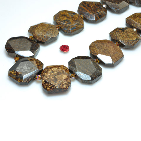 YesBeads Bronzite stone faceted nugget rectangle chunk beads gemstone 15"