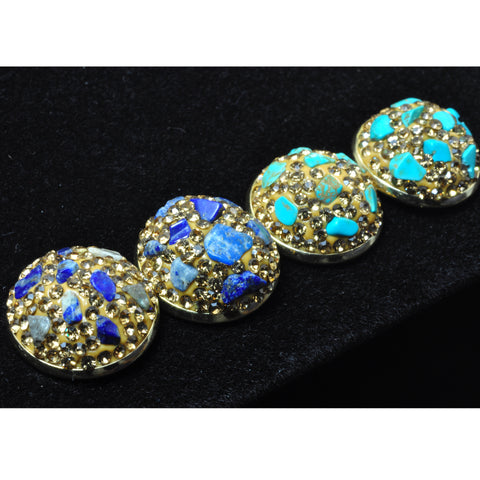 YesBeads Earrings Stone chips paved CZ rhinestone crystal stud earrings coin shape whoelesale fashion jewelry