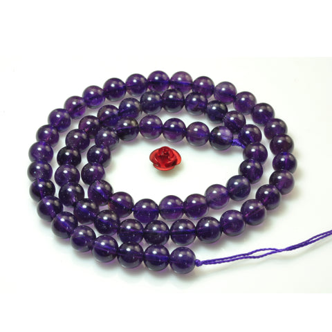 YesBeads natural Amethyst AA grade smooth round loose beads gemstone 6mm 15"