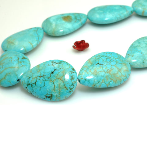Blue Turquoise smooth teardrop loose beads gemstone wholesale jewelry making pendant diy stuff