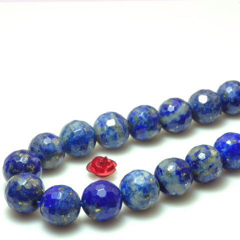 Natural Lapis Lazuli faceted loose round beads blue lapis stone wholesale gemstone for jewelry making bracelet DIY