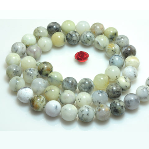 YesBeads Natural Peruvian Moss Opal smooth round beads gemstone wholesale  jewelry making 15"