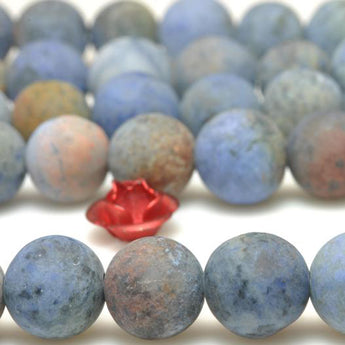 YesBeads Natural Sunset Dumortierite matte round beads gemstone wholesale jewelry 15"