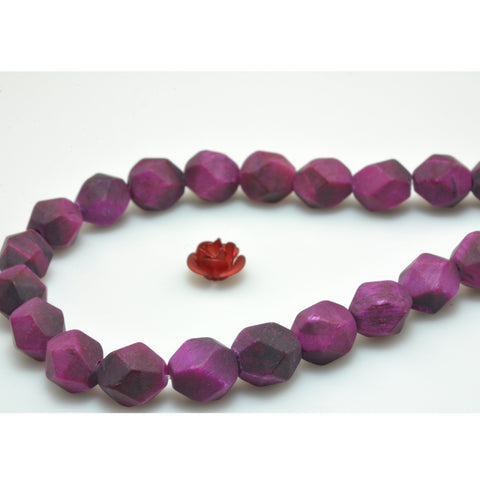 YesBeads Rose Red Tiger Eye star cut matte faceted nugget loose beads wholesale gemstone 15''