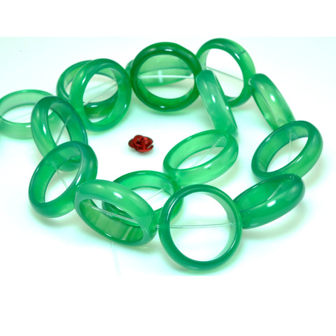 YesBeads Natural Green Agate smooth ring donut circle beads gemstone wholesale jewelry making