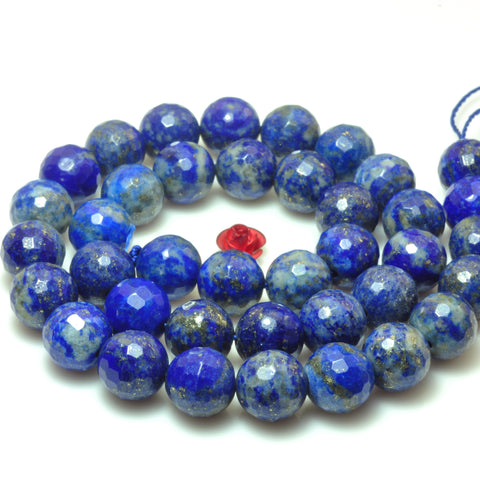 Natural Lapis Lazuli faceted loose round beads blue lapis stone wholesale gemstone for jewelry making bracelet DIY
