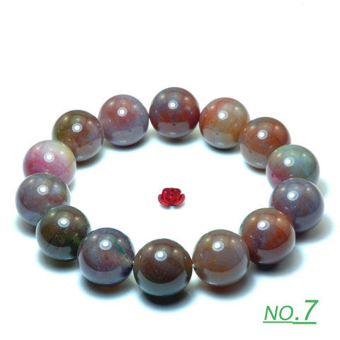 YesBeads Indian Agate Bracelet natural gemstone smooth round beads stretch bracelet for men or women jewelry