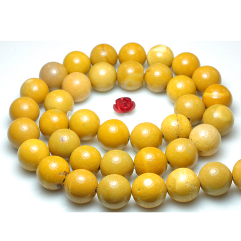 YesBeads Natural Yellow Mookaite smooth round beads gemstone 8mm 10mm 15"