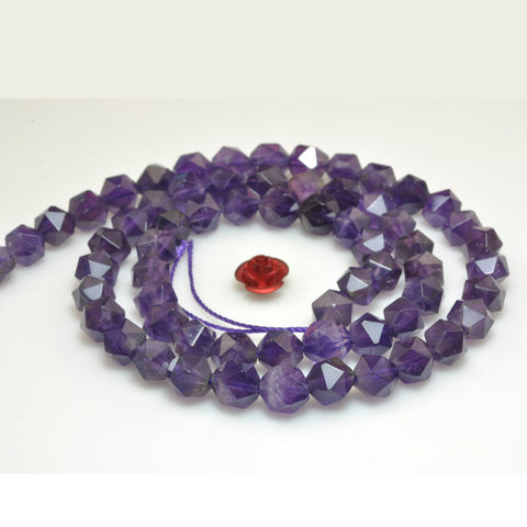 YesBeads natural Amethyst gemstone star cut faceted nugget beads wholesale 15"