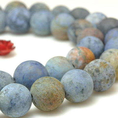 YesBeads Natural Sunset Dumortierite matte round beads gemstone wholesale jewelry 15"