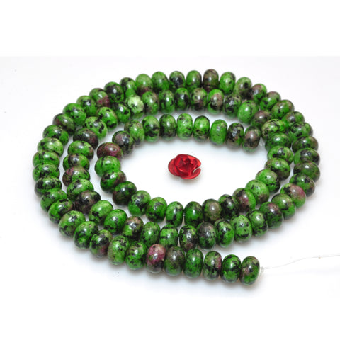 YesBeads Green Ruby Zoisite smooth rondelle beads gemstone 4x6mm 15"