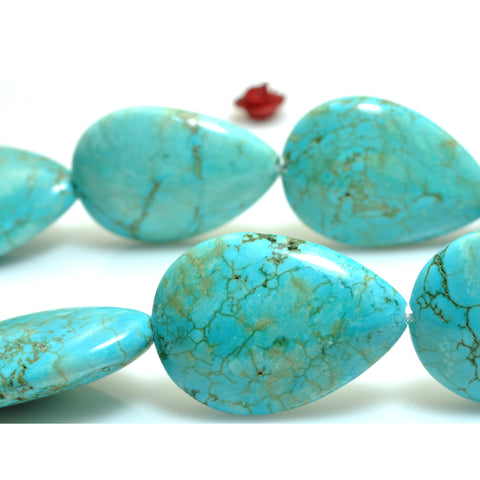 Blue Turquoise smooth teardrop loose beads gemstone wholesale jewelry making pendant diy stuff