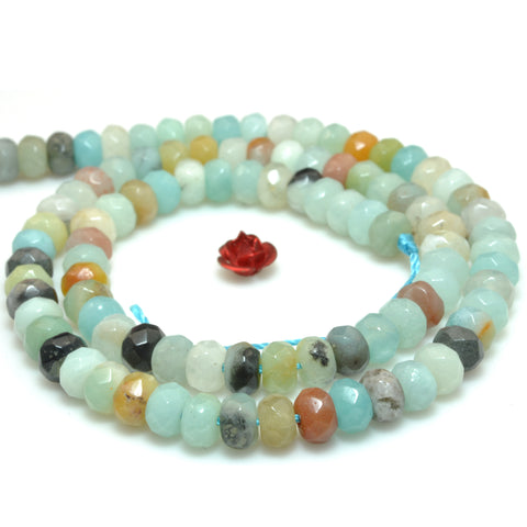 YesBeads Natural Amazonite Multi stone faceted rondelle beads wholesale gemstone jewelry 15"