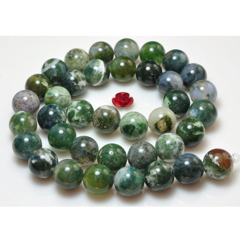YesBeads Natural Tree Agate gemstone smooth round beads 10mm12mm 15"