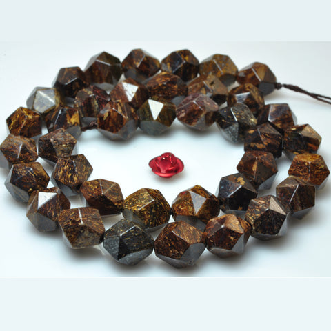 YesBeads Bronzite stone star cut faceted nugget beads gemstone 8mm 10mm 15"