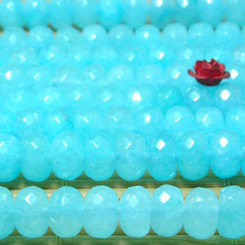 Malaysia Blue Jade Faceted Rondelle Beads Loose Gemstones Wholesale Jewelry Making Stuff Semi Precious Stone