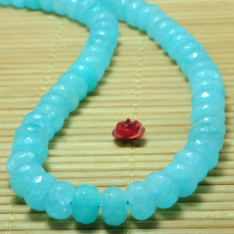 Malaysia Blue Jade Faceted Rondelle Beads Loose Gemstones Wholesale Jewelry Making Stuff Semi Precious Stone