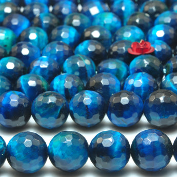 Yesbeads Blue Tiger Eye Faceted Round Beads Loose Gemstones Wholesale Jewelry Making Stuff Semi Precious Stone