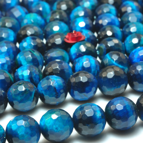 Yesbeads Blue Tiger Eye Faceted Round Beads Loose Gemstones Wholesale Jewelry Making Stuff Semi Precious Stone