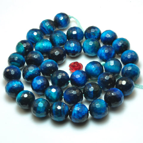 Yesbeads Blue Tiger Eye Faceted Round Beads Loose Gemstones Wholesale Jewelry Making Stuff Semi Precious Stone