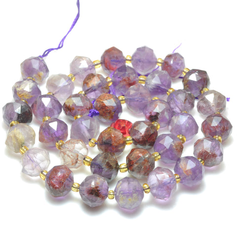 Natural Super Seven Crystal Faceted HANG Loose Beads Gemstones Wholesale Jewelry Making Stuff Semi Precious Stone