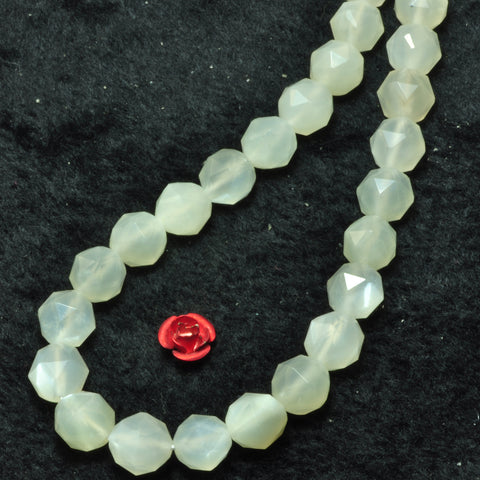 Natural white moonstone diamond cut loose beads wholesale gemstone jewelry making bracelet diy stuff
