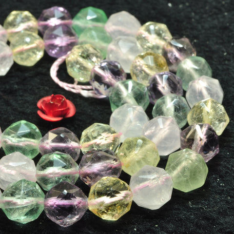 Natural rainbow crystal diamond cut loose beads wholesale gemstone jewelry making bracelet diy stuff