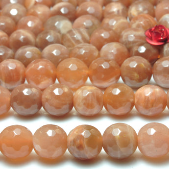 YesBeads Natural Orange Sunstone faceted round beads gemstone wholesale jewelry marking